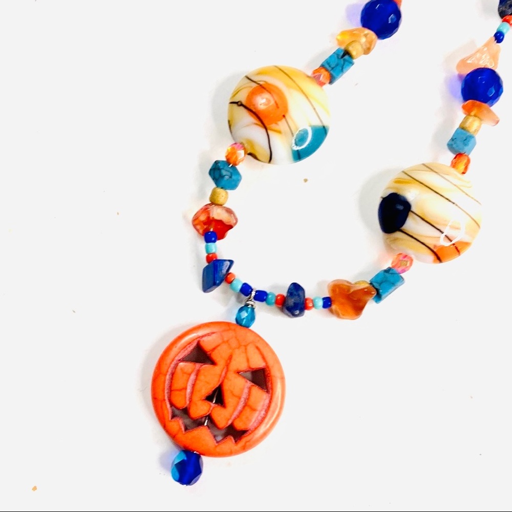 Handmade Harvest Pumpkin Halloween Necklace Crafted by McGlamorous